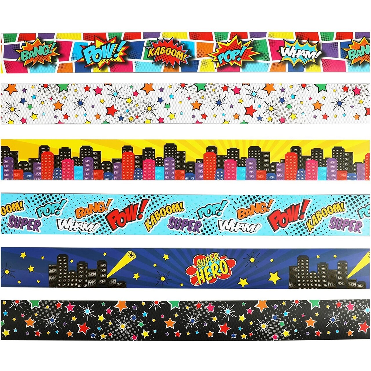 Comic Book Bulletin Board Borders for Classroom (6 Designs, 78 Pieces)